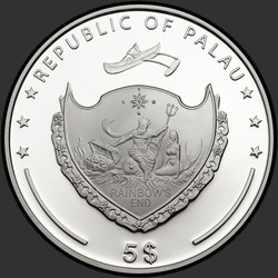 аверс 5 dollars 2014 "Розовая жемчужина Красавица моря"