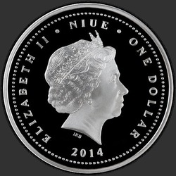 аверс 1$ (бак) 2014 "Год лошади Белая лошадь"