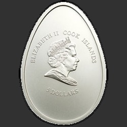 аверс 5 dollars 2009 "Яйцо на пасху цыпленок"