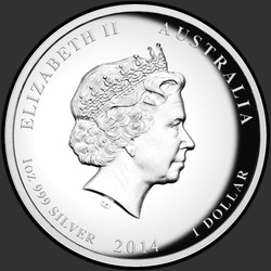 аверс 1$ (бак) 2014 "Год Лошади (Высокий гурт)"
