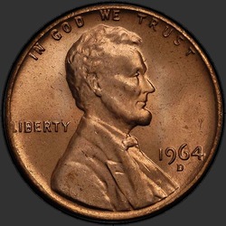 аверс 1¢ (penny) 1964 "USA - 1 Cent / 1964 - D"