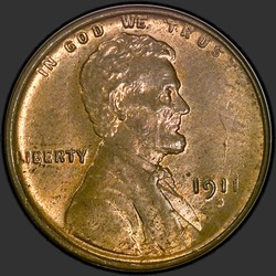аверс 1¢ (пенни) 1911 "ЗША - 1 Cent / 1911 - S"