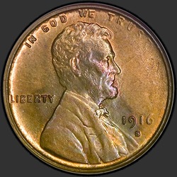аверс 1¢ (penny) 1916 "ZDA - 1 Cent / 1916 - S"