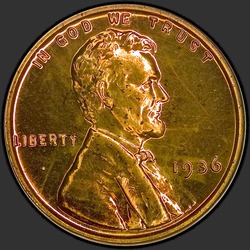 аверс 1¢ (penny) 1936 "USA - 1 Cent / 1936 - PFBN BRILLANTE"