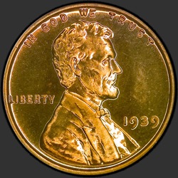 аверс 1¢ (penny) 1939 "ZDA - 1 Cent / 1939 - Proof"
