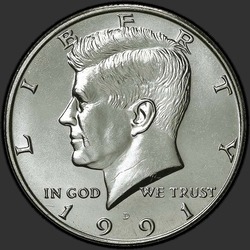 аверс 50¢ (half) 1991 "USA - 50 Cents (Half Dollar) / 1991 - D"