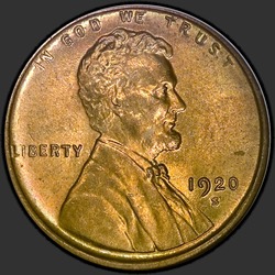 аверс 1¢ (penny) 1920 "ZDA - 1 Cent / 1920 - S"