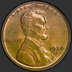 аверс 1¢ (пенни) 1924 "ЗША - 1 Cent / 1924 - S"
