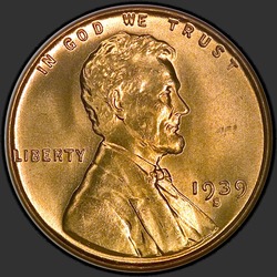 аверс 1¢ (пенни) 1939 "ЗША - 1 Cent / 1939 - S"