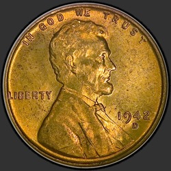 аверс 1¢ (пенни) 1942 "ЗША - 1 Cent / 1942 - D"