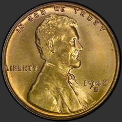аверс 1¢ (пенни) 1942 "ЗША - 1 Cent / 1942 - S"