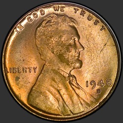 аверс 1¢ (пенни) 1948 "ЗША - 1 Cent / 1948 - D"