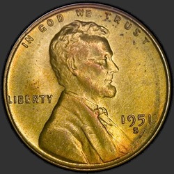 аверс 1¢ (penny) 1951 "ZDA - 1 Cent / 1951 - S"