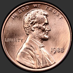 аверс 1¢ (пенни) 1988 "USA - 1 Cent / 1988 - P"