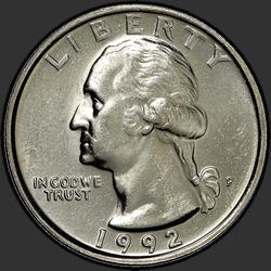 аверс 25¢ (quarter) 1992 "USA - Quarter / 1992 - P"