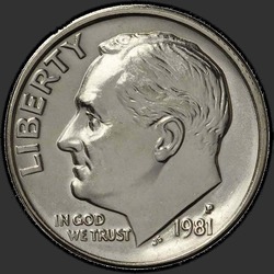 аверс 10¢ (дайм) 1981 "USA - Dime / 1981 - P"