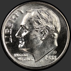 аверс 10¢ (дайм) 1988 "USA - Dime / 1988 - D"