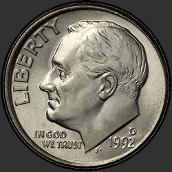 аверс 10¢ (dime) 1992 "USA - Dime / 1992 - D"