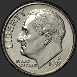 аверс 10¢ (dime) 1998 "USA - Dime / 1998 - D"
