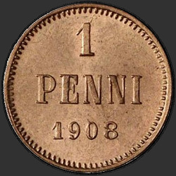 аверс 1 centavo 1908 "1 пенни 1895-1916 с вензелем Николая 2. Для Финляндии"