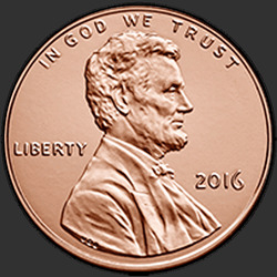 аверс 1¢ (пенни) 2016 "Лінкальн 1 ¢, 2016 / P"
