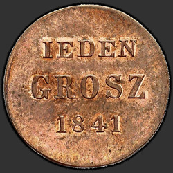 аверс 1 грош 1841 "1 cent 1841 "TEST" MW. "IEDEN GROSZ". Eagle Více"
