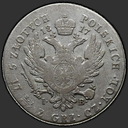 аверс 5 zloty 1817 "5 PLN 1,817 IB. 머리는 독수리 7 깃털의 날개에 작은"