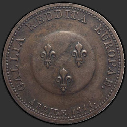аверс 2 franků 1814 "2 franků 1814 (měď)"