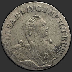 реверс 18 פרוטות 1759 "18 פרוטות בשנת 1759. "ELISAB ... RUSSIAE""