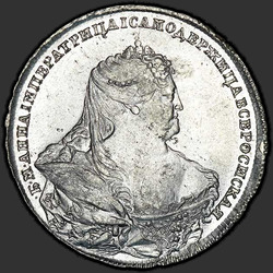 реверс 1 rubl 1737 "1 рубль 1737 года "МОСКОВСКИЙ ТИП". "Б. М. Анна". Портрет работы Л. Дмитриева. Орел петербургского типа. Крест державы не касается крыла"