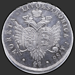 аверс 48 kopecks 1756 "48 centov 1756 "LIVONEZ". "MONETA LIVOESTHONICA""