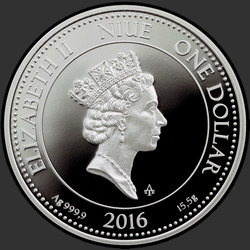 аверс 1$ (бак) 2016 "Богиня денег Ауреус Монета"