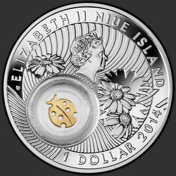 аверс 1$ (бак) 2014 "Символы счастья: Божья коровка"