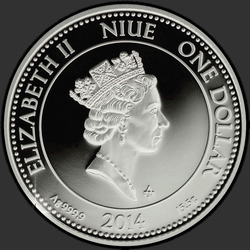 аверс 1$ (бак) 2014 "Богиня правосудия Юстиция"