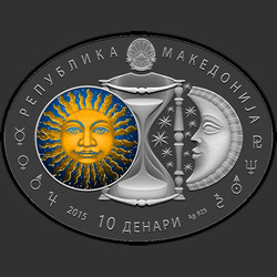 аверс 10 dinares 2015 "Близнецы"