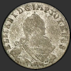 реверс 6 פרוטות 1759 "6 פרוטות בשנת 1759. "ELISAB ... ראס""