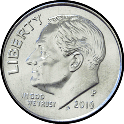 аверс 10¢ (dime) 2016 "USA - Dime / 2016 / P"