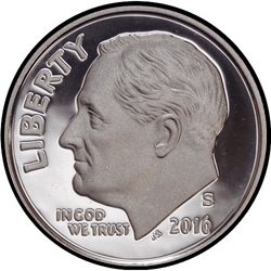 аверс 10¢ (dime) 2016 "USA - Dime / 2016 / Stříbro"