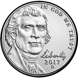 аверс 5¢ (nickel) 2017 "D"