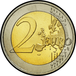 реверс 2€ 2012 "10 years of euro banknotes and coins"