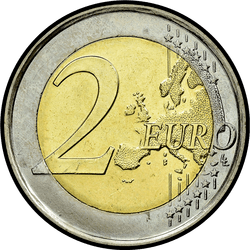 реверс 2€ 2012 "10 years of euro banknotes and coins"