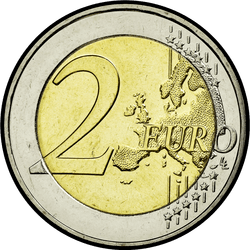реверс 2€ 2012 "10 years of euro banknotes and coins"