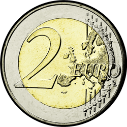 реверс 2€ 2012 "10 years of euro banknotes and coins"
