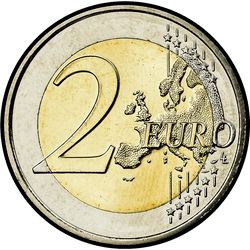 реверс 2€ 2012 "10 years of euro banknotes and coins"