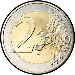 реверс 2€ 2012 "10 years of euro banknotes and coins"